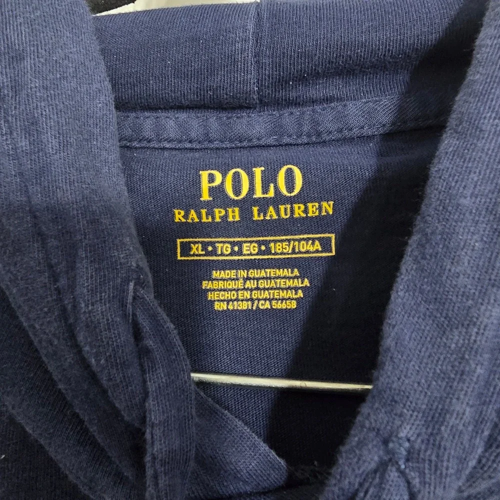 Polo Ralph Lauren Mens XL Navy Blue Polo Bear‎ Beach Ball Hooded T-Shirt Hoodie